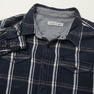 Outerknown Shirt Mens Large Blue Plaid Organic Cotton Flannel Button Down Casual
